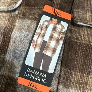 Woman’s banana republic brown tan soft flannel jacket size XXL new vs3